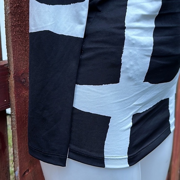 Good Time USA Long Sleeve Cowl Turtleneck Blouse Top Size M Black/White - Picture 5 of 12